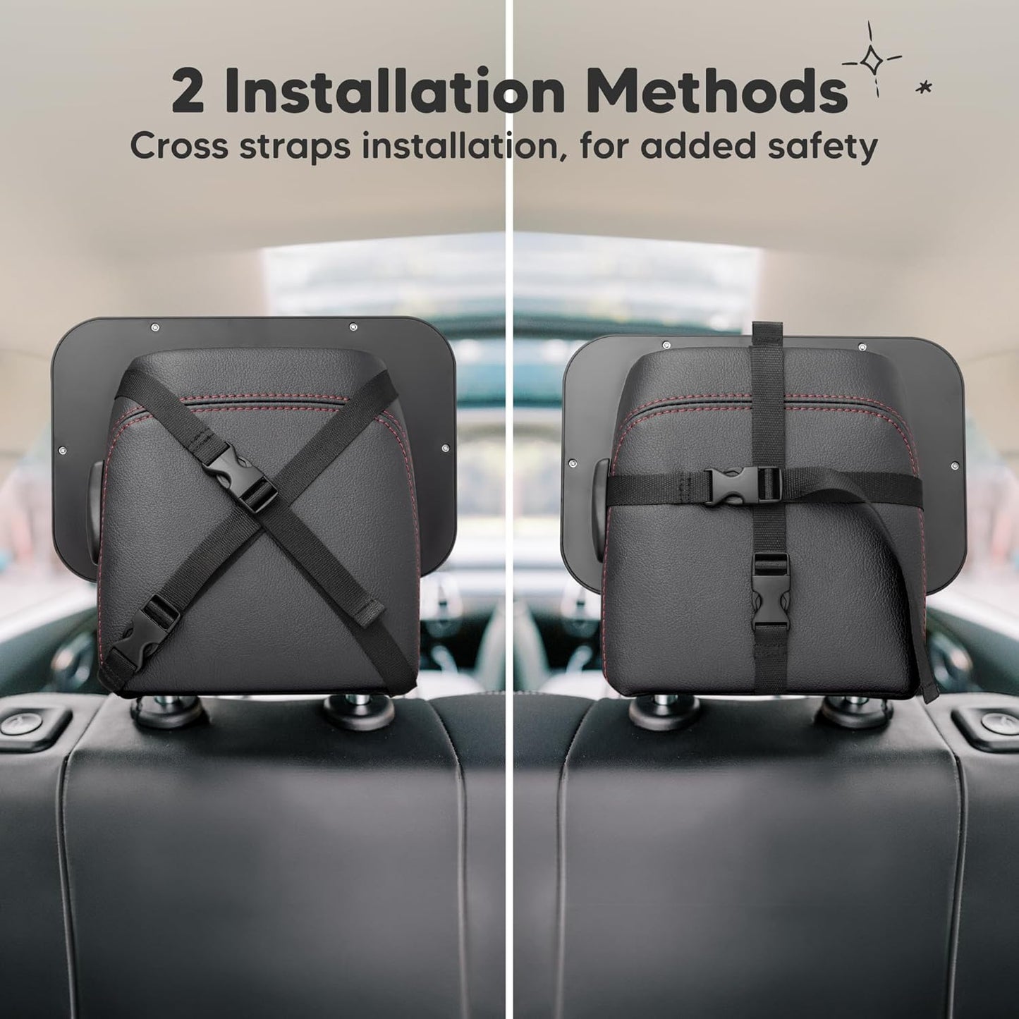 Large Shatterproof Baby Car Mirror - Safety Car Seat Mirror for Rear Facing Infant - Wide Shatterproof  Car Baby Mirror - Carseat Mirrors - Fully Assembled Baby Car Mirror (Matte Black)