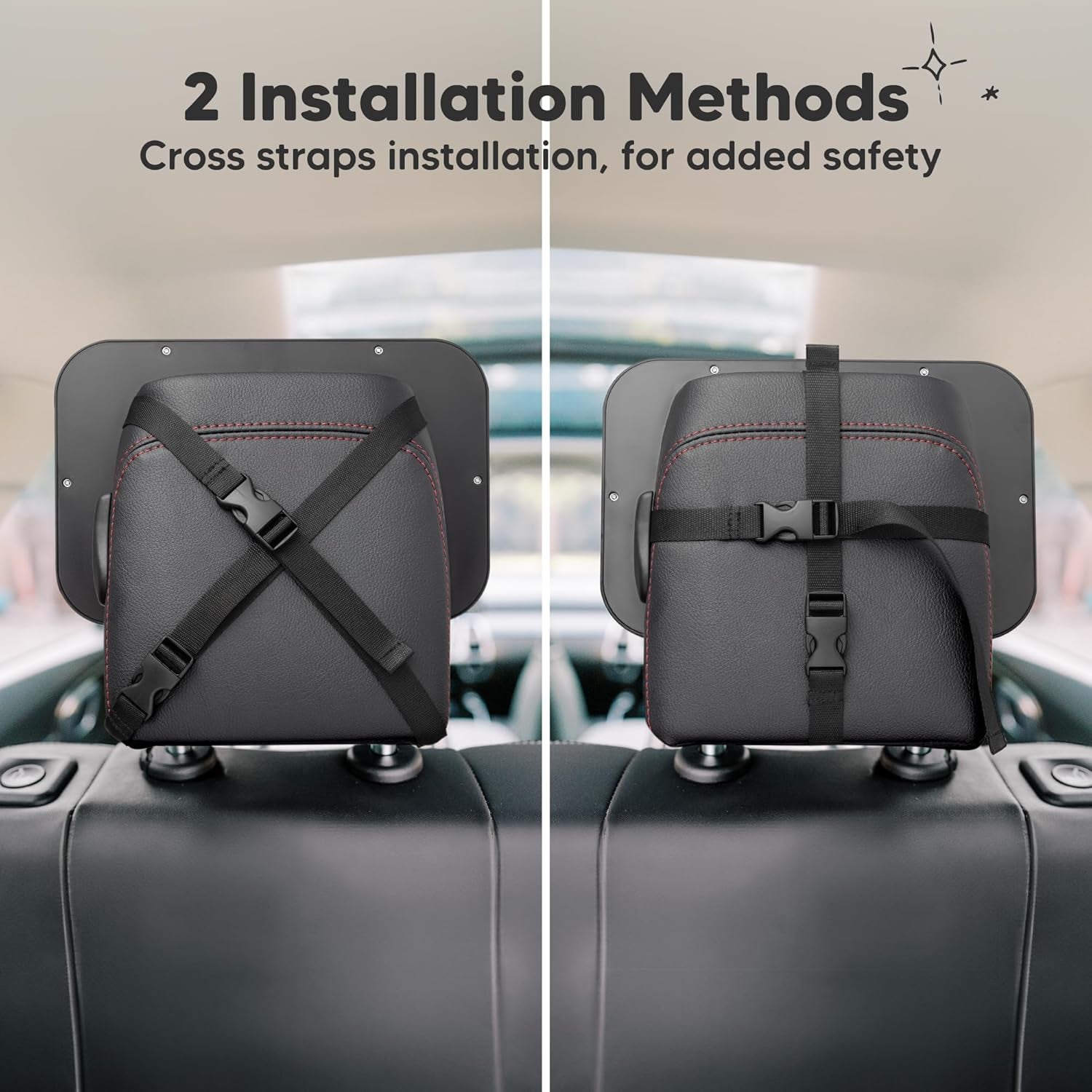Large Shatterproof Baby Car Mirror - Safety Car Seat Mirror for Rear Facing Infant - Wide Shatterproof  Car Baby Mirror - Carseat Mirrors - Fully Assembled Baby Car Mirror (Matte Black)